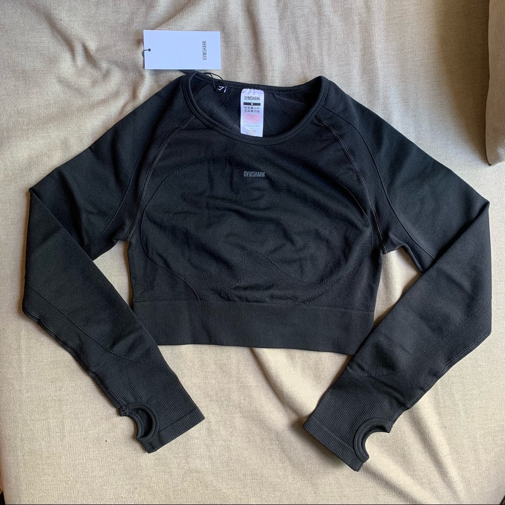 Gymshark Flex Black Long Sleeve Crop Top - Picture 2 of 4